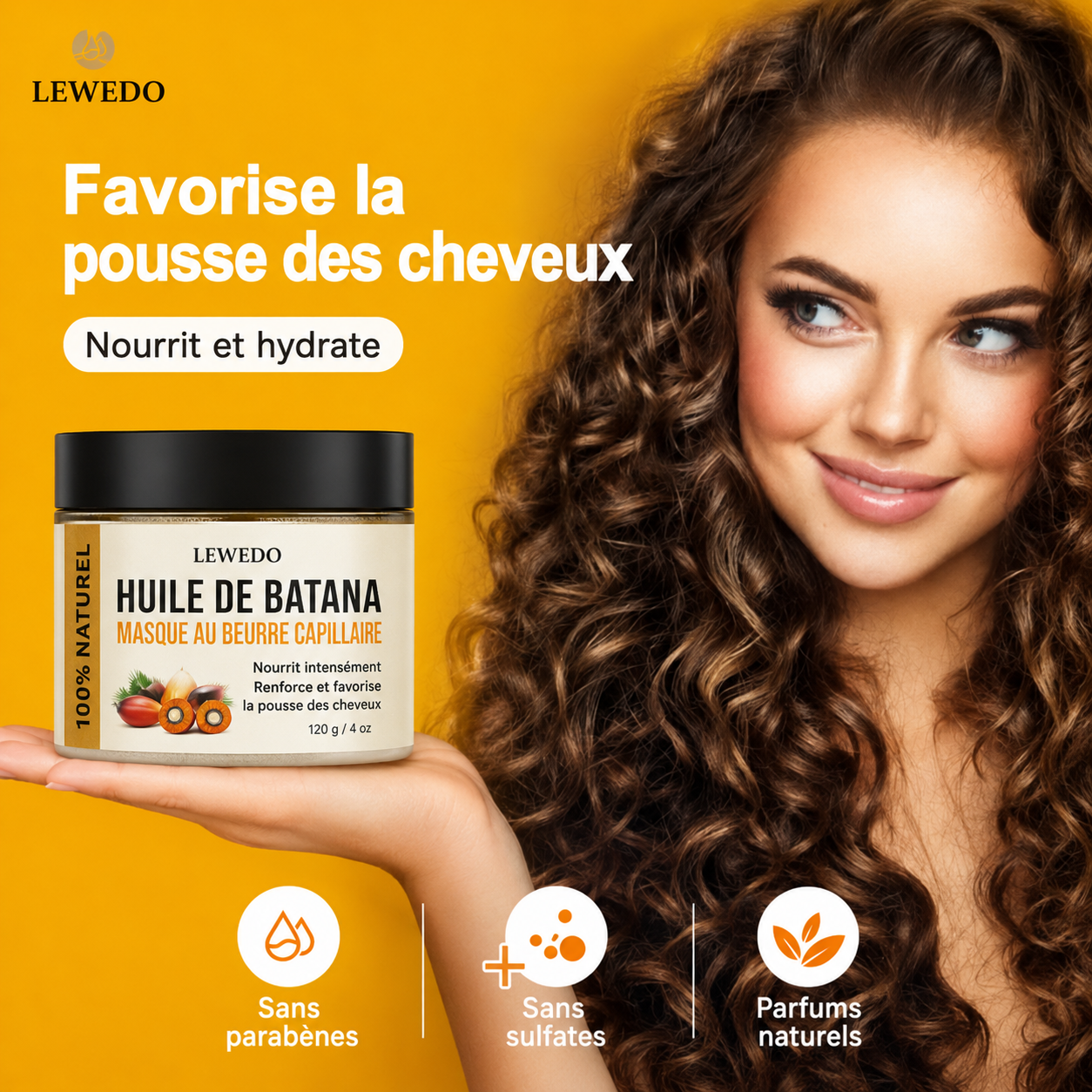 Huile de soin capillaire Batana Pure 100%, huile pour la croissance des cheveux