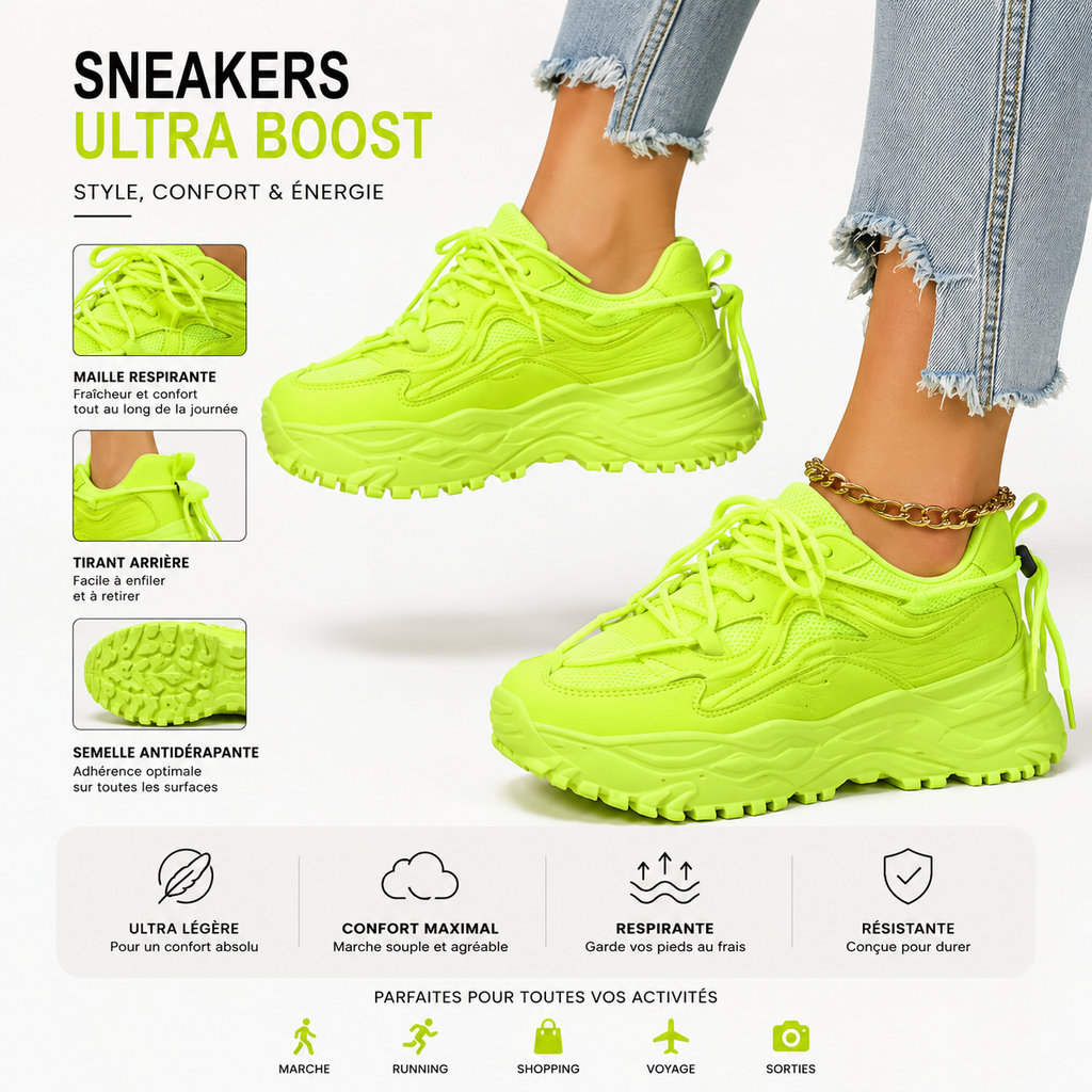 Baskets Plateforme Femme - Chaussures Sport Décontractées