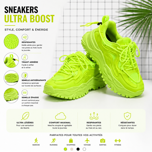 Baskets Plateforme Femme - Chaussures Sport Décontractées