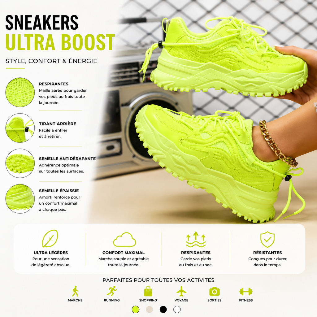Baskets Plateforme Femme - Chaussures Sport Décontractées