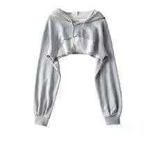 Sweat à Capuche Court Irrégulier Femme - Style Y2K