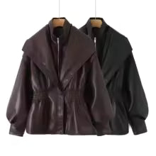 Veste en Cuir Cintrée Femme - Élégante Automne 2025