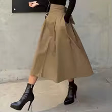 Jupes femmes mode coréenne couleur unie grande balançoire dames jupe longue jupe 2025 automne sauvage taille haute nœud jupes minces