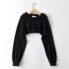 Sweat à Capuche Court Irrégulier Femme - Style Y2K