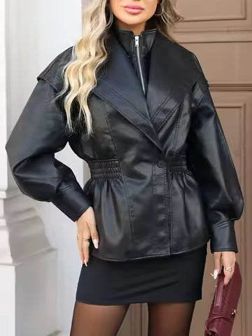 Veste en Cuir Cintrée Femme - Élégante Automne 2025