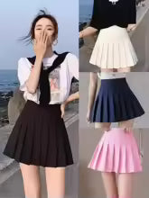 Jupe plissée taille haute style preppy pour femmes, mini jupe trapèze écolière, uniforme JK, jupe patineuse noire, grande taille