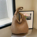Sac Cabas Tressé en Rotin - Grand Sac de Plage Femme Été