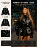 Veste en Cuir Cintrée Femme - Élégante Automne 2025