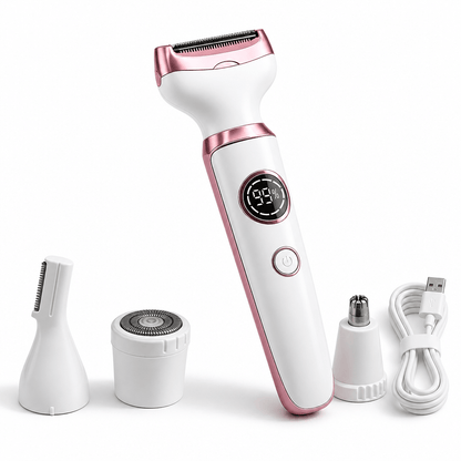 épilateur visage 4-en-1 avec accessoires interchangeables et câble USB